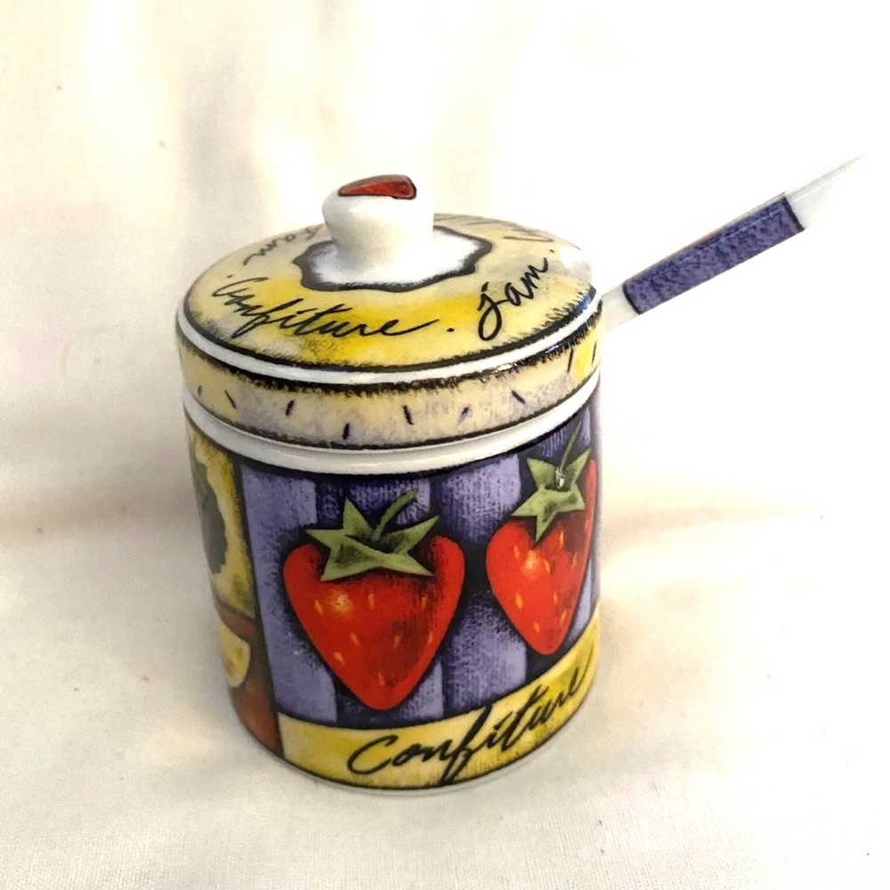 MSC Ceramic Jam/Jelly Jar With Spoon NWOT